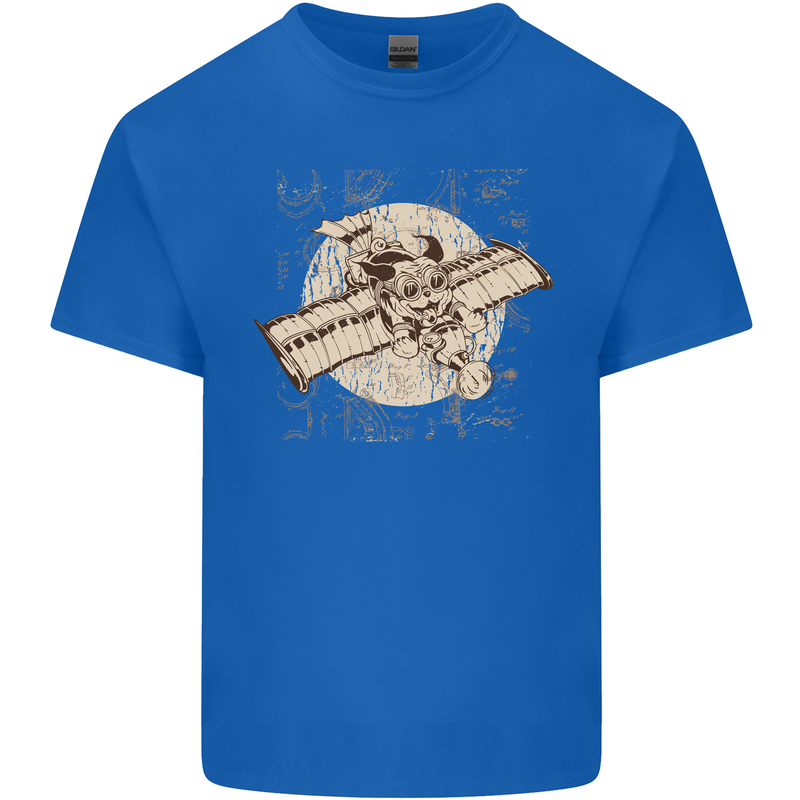 Flying Steampunk Dog Kids T-Shirt Childrens Royal Blue