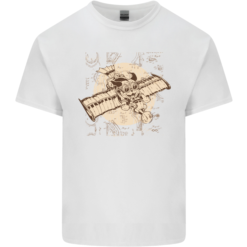 Flying Steampunk Dog Kids T-Shirt Childrens White