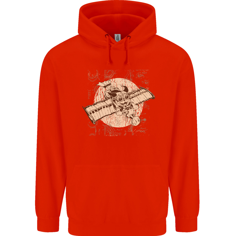 Flying Steampunk Dog Mens 80% Cotton Hoodie Bright Red