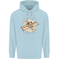 Flying Steampunk Dog Mens 80% Cotton Hoodie Light Blue