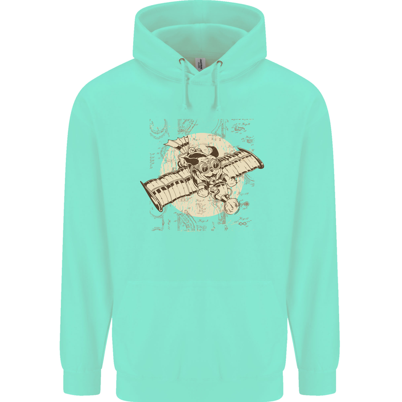 Flying Steampunk Dog Mens 80% Cotton Hoodie Peppermint