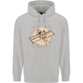 Flying Steampunk Dog Mens 80% Cotton Hoodie Sports Grey