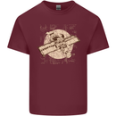 Flying Steampunk Dog Mens Cotton T-Shirt Tee Top Maroon