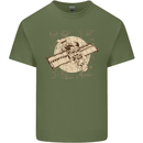 Flying Steampunk Dog Mens Cotton T-Shirt Tee Top Military Green