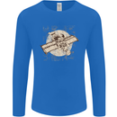 Flying Steampunk Dog Mens Long Sleeve T-Shirt Royal Blue