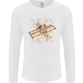 Flying Steampunk Dog Mens Long Sleeve T-Shirt White