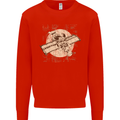 Flying Steampunk Dog Mens Sweatshirt Jumper Bright Red