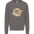 Flying Steampunk Dog Mens Sweatshirt Jumper Charcoal