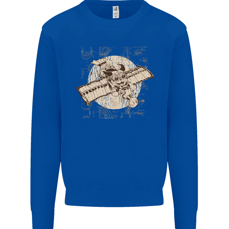 Flying Steampunk Dog Mens Sweatshirt Jumper Royal Blue