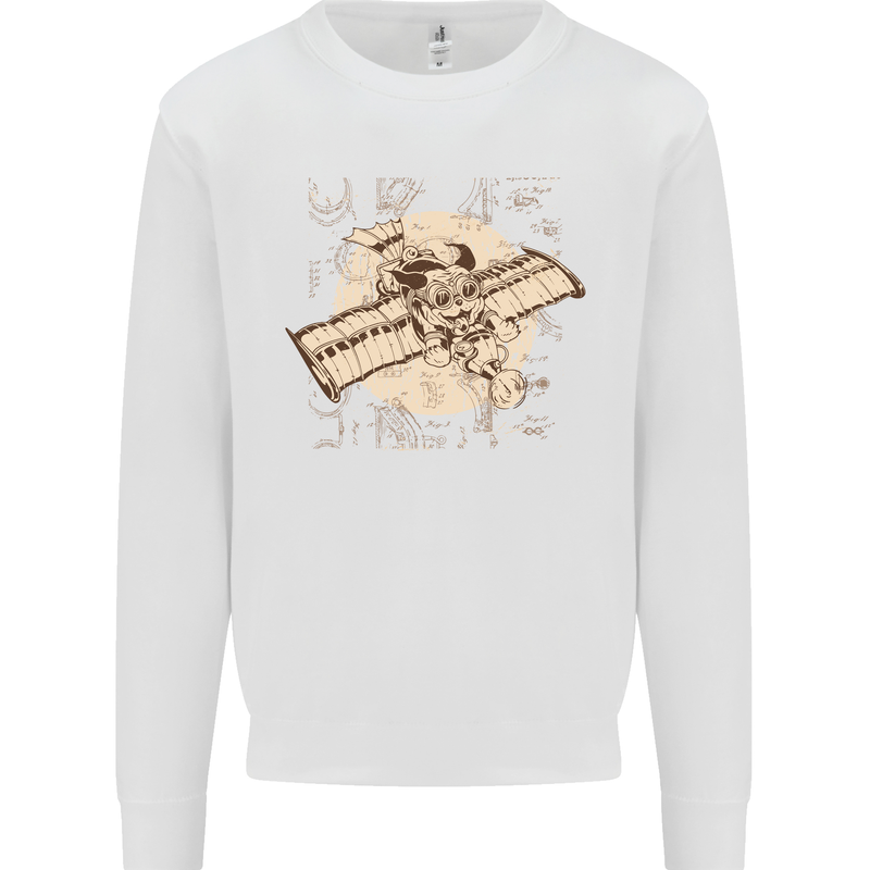 Flying Steampunk Dog Mens Sweatshirt Jumper White