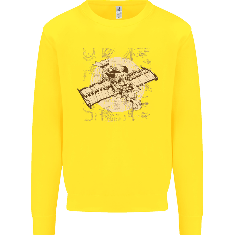 Flying Steampunk Dog Mens Sweatshirt Jumper Yellow