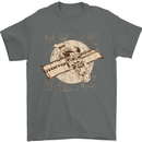 Flying Steampunk Dog Mens T-Shirt 100% Cotton Charcoal