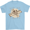 Flying Steampunk Dog Mens T-Shirt 100% Cotton Light Blue