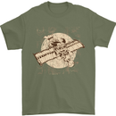 Flying Steampunk Dog Mens T-Shirt 100% Cotton Military Green