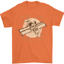 Flying Steampunk Dog Mens T-Shirt 100% Cotton Orange