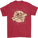 Flying Steampunk Dog Mens T-Shirt 100% Cotton Red