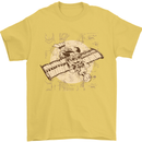 Flying Steampunk Dog Mens T-Shirt 100% Cotton Yellow