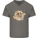 Flying Steampunk Dog Mens V-Neck Cotton T-Shirt Charcoal