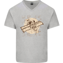 Flying Steampunk Dog Mens V-Neck Cotton T-Shirt Sports Grey