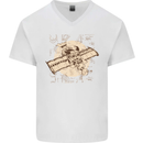 Flying Steampunk Dog Mens V-Neck Cotton T-Shirt White