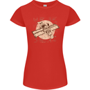 Flying Steampunk Dog Womens Petite Cut T-Shirt Red