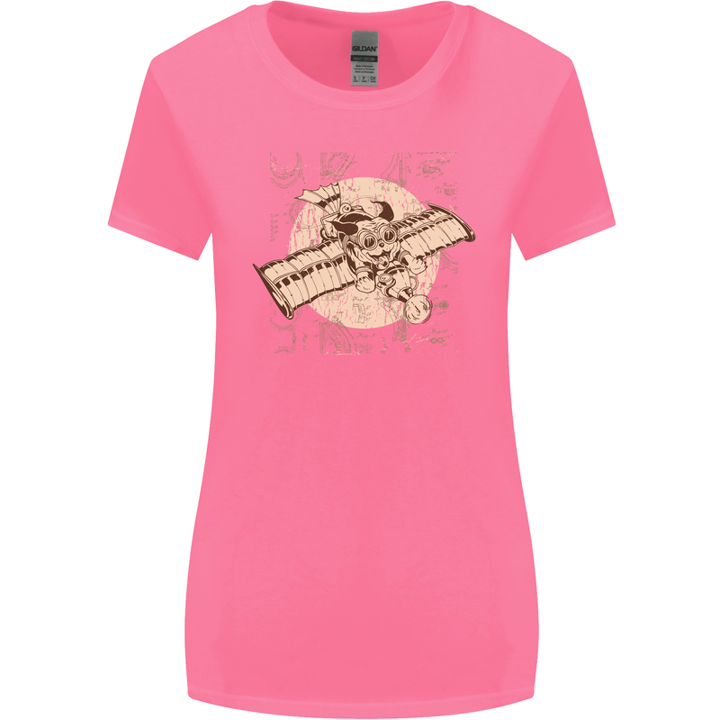 Flying Steampunk Dog Womens Wider Cut T-Shirt Azalea