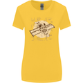 Flying Steampunk Dog Womens Wider Cut T-Shirt Yellow