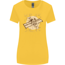 Flying Steampunk Dog Womens Wider Cut T-Shirt Yellow