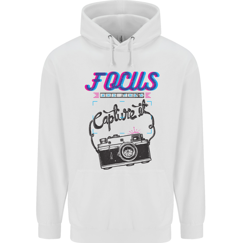 Focus and Then Capture It Photography Childrens Kids Hoodie White
