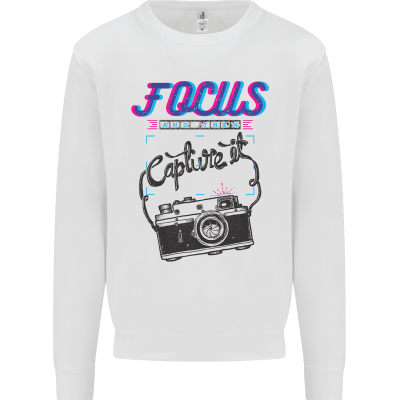 Focus and Then Capture It Photography Kids Sweatshirt Jumper White