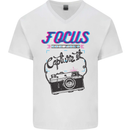 Focus and Then Capture It Photography Mens V-Neck Cotton T-Shirt White