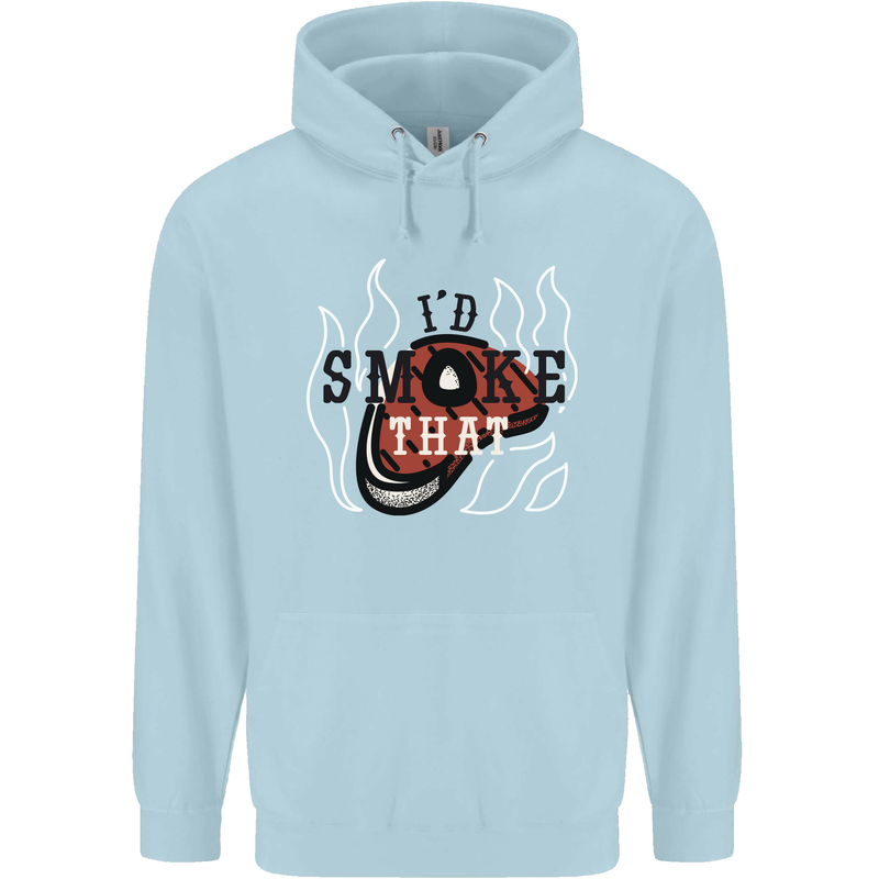 Food I'd Smoke That Funny Chef BBQ Cook Childrens Kids Hoodie Light Blue