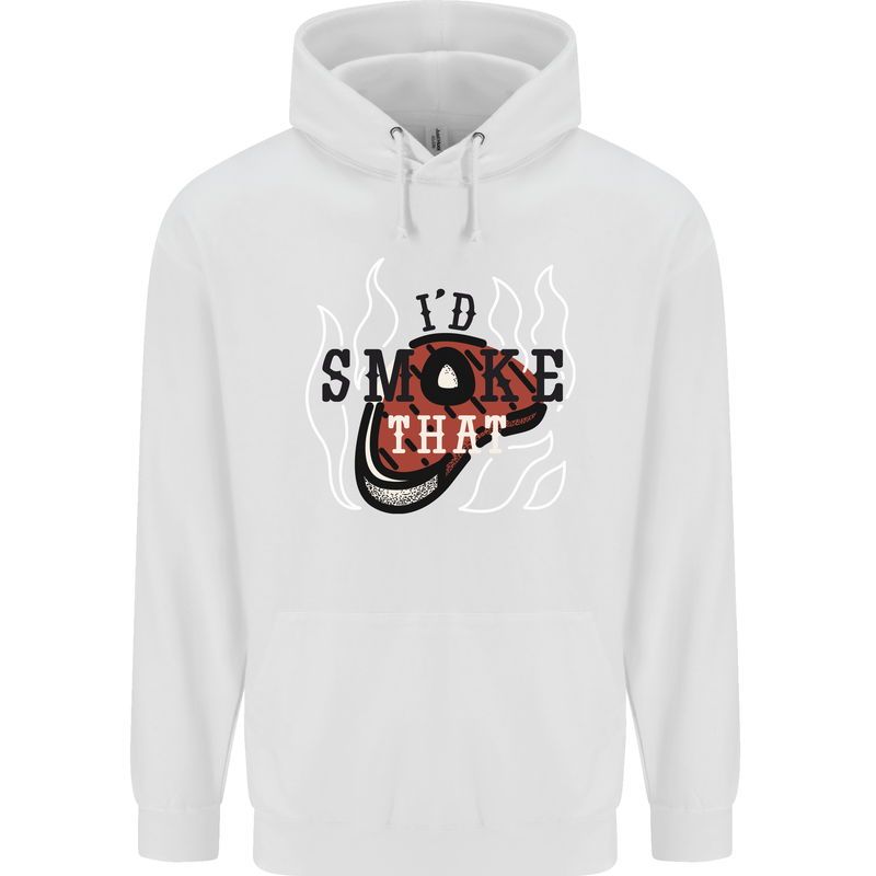 Food I'd Smoke That Funny Chef BBQ Cook Childrens Kids Hoodie White