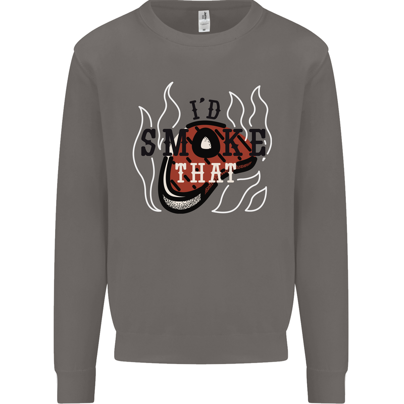 Food I'd Smoke That Funny Chef BBQ Cook Mens Sweatshirt Jumper Charcoal