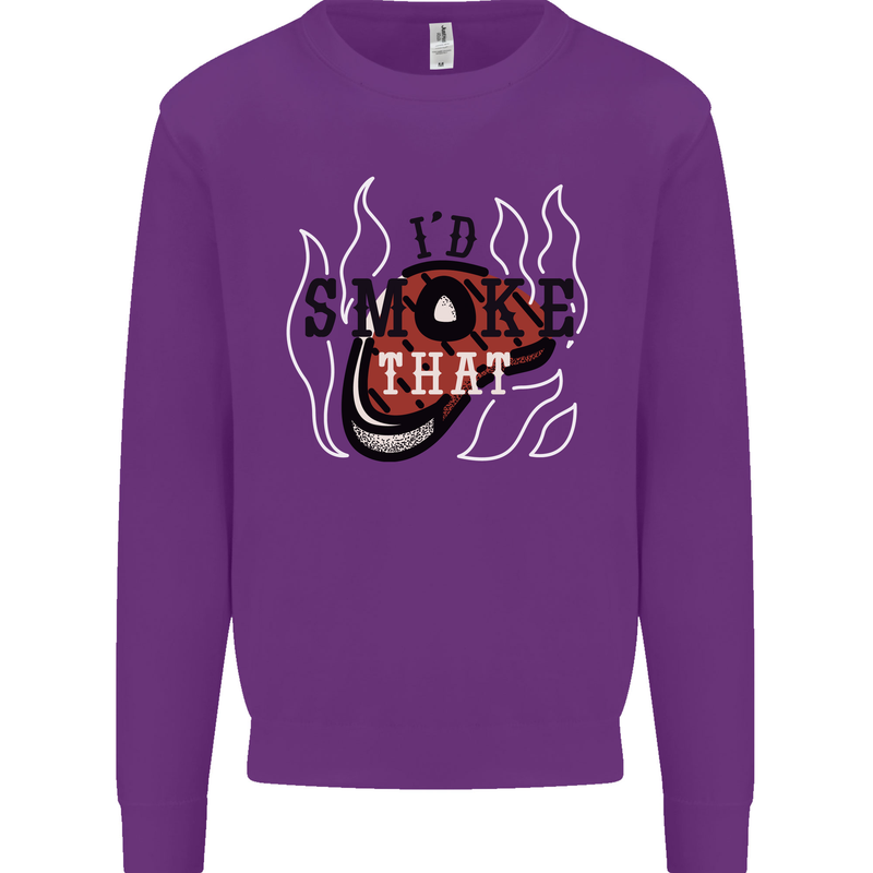 Food I'd Smoke That Funny Chef BBQ Cook Mens Sweatshirt Jumper Purple