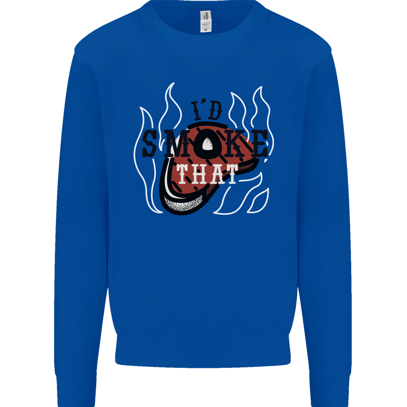 Food I'd Smoke That Funny Chef BBQ Cook Mens Sweatshirt Jumper Royal Blue
