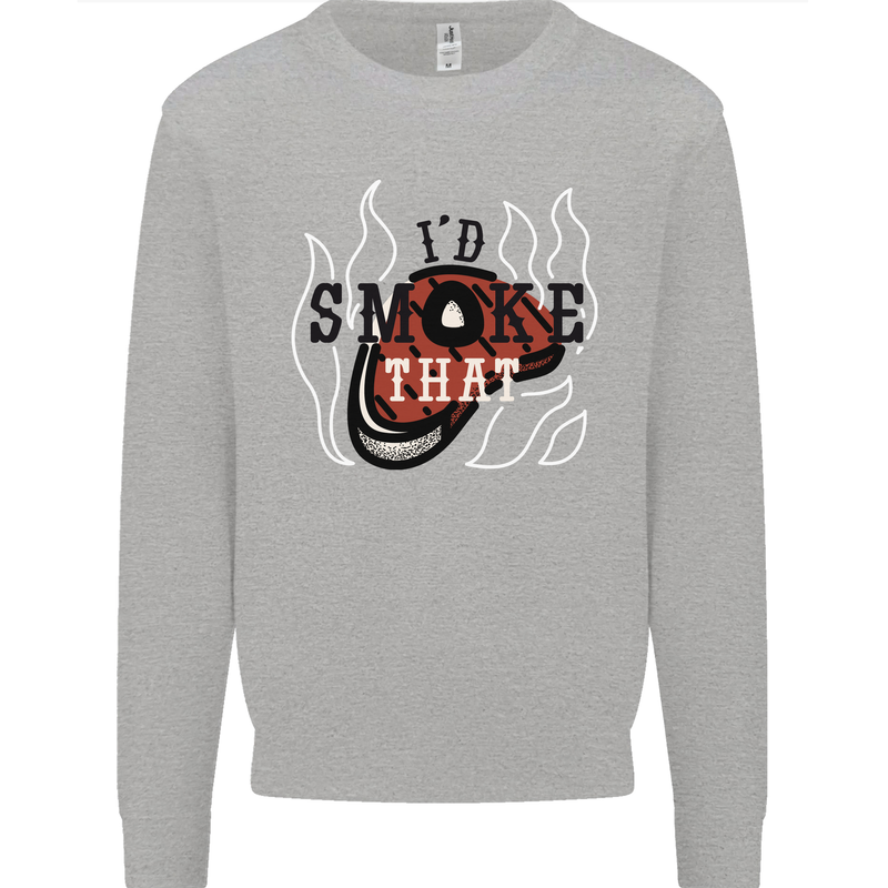 Food I'd Smoke That Funny Chef BBQ Cook Mens Sweatshirt Jumper Sports Grey