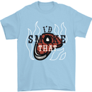 Food I'd Smoke That Funny Chef BBQ Cook Mens T-Shirt Cotton Gildan Light Blue
