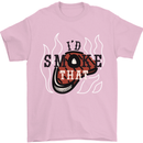 Food I'd Smoke That Funny Chef BBQ Cook Mens T-Shirt Cotton Gildan Light Pink