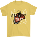 Food I'd Smoke That Funny Chef BBQ Cook Mens T-Shirt Cotton Gildan Yellow