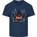 Food I'd Smoke That Funny Chef BBQ Cook Mens V-Neck Cotton T-Shirt Navy Blue