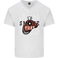 Food I'd Smoke That Funny Chef BBQ Cook Mens V-Neck Cotton T-Shirt White