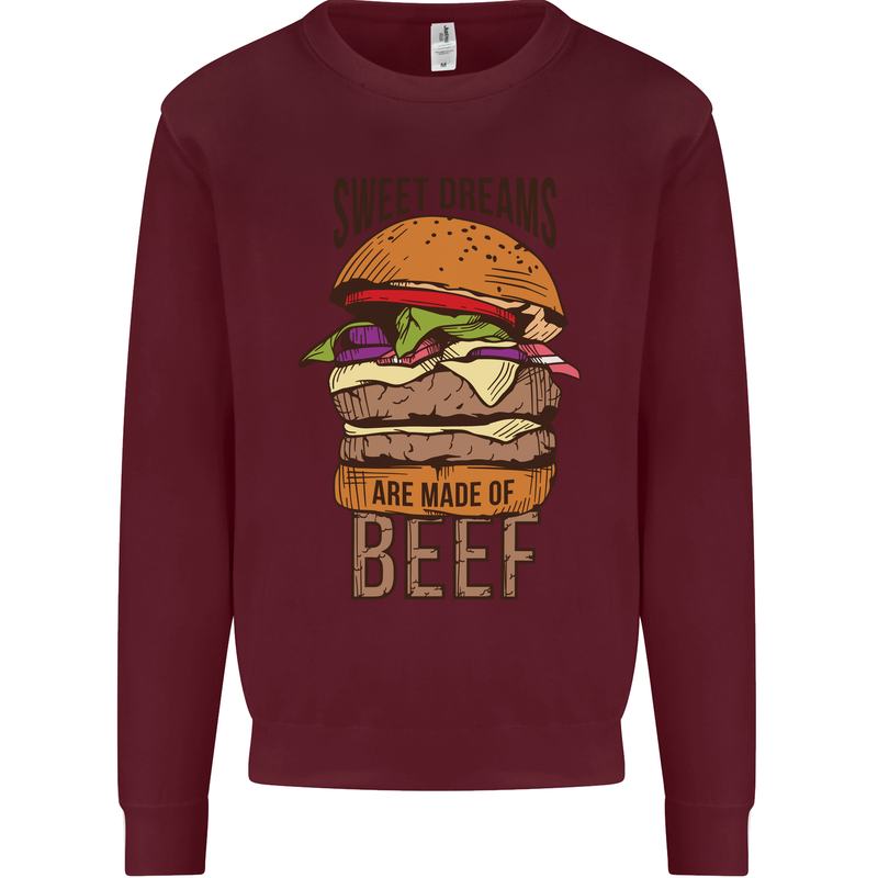 Food Sweet Dreams Beef Funny Chef BBQ Cook Kids Sweatshirt Jumper Maroon