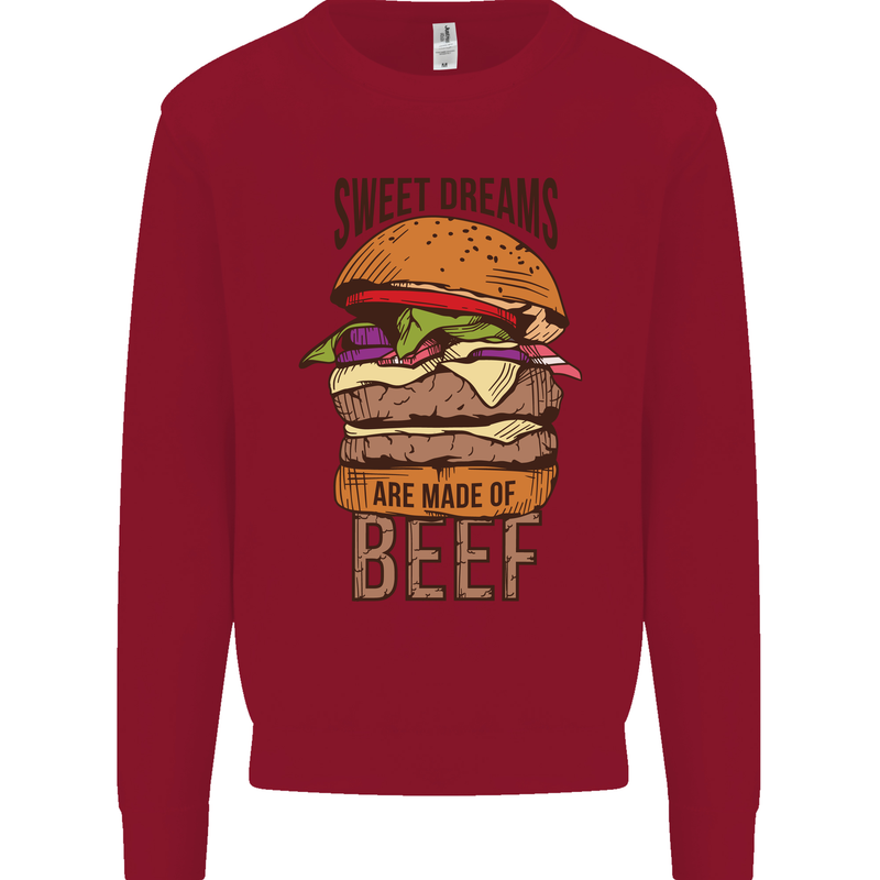Food Sweet Dreams Beef Funny Chef BBQ Cook Kids Sweatshirt Jumper Red