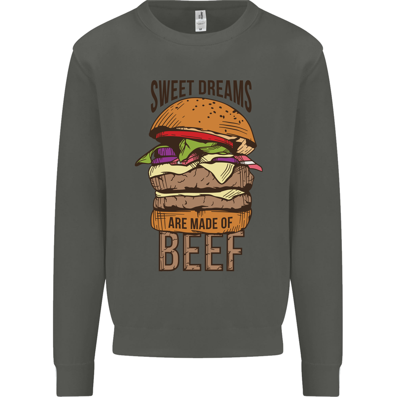 Food Sweet Dreams Beef Funny Chef BBQ Cook Kids Sweatshirt Jumper Storm Grey