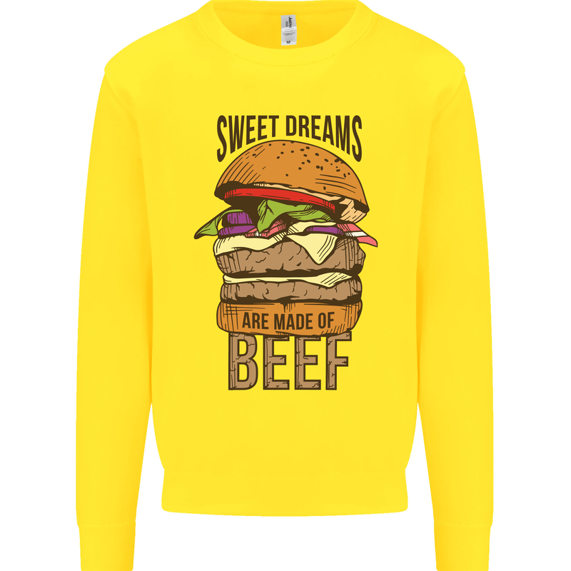 Food Sweet Dreams Beef Funny Chef BBQ Cook Kids Sweatshirt Jumper Yellow
