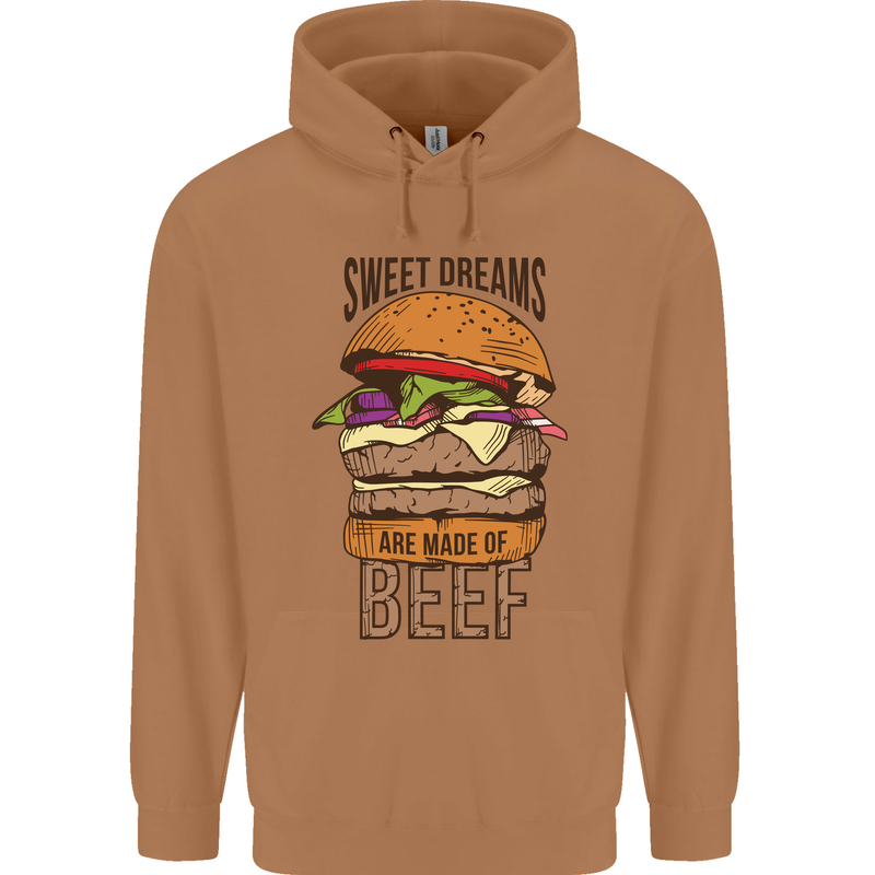 Food Sweet Dreams Beef Funny Chef BBQ Cook Mens 80% Cotton Hoodie Caramel Latte