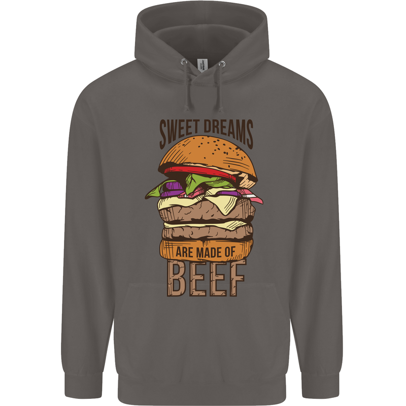 Food Sweet Dreams Beef Funny Chef BBQ Cook Mens 80% Cotton Hoodie Charcoal