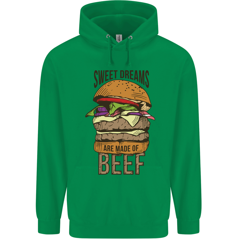 Food Sweet Dreams Beef Funny Chef BBQ Cook Mens 80% Cotton Hoodie Irish Green