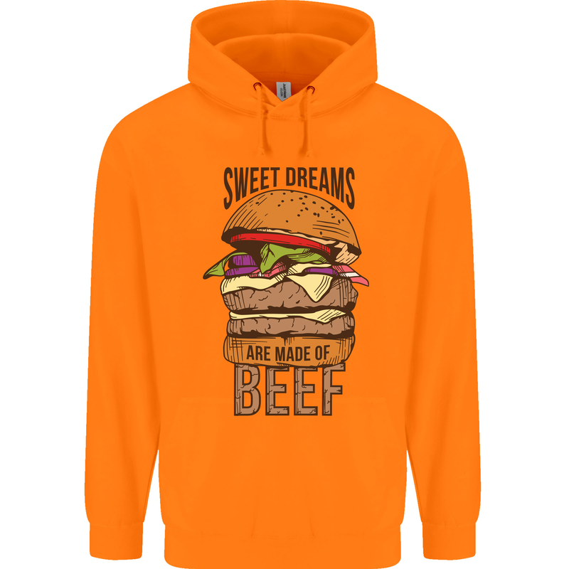 Food Sweet Dreams Beef Funny Chef BBQ Cook Mens 80% Cotton Hoodie Orange